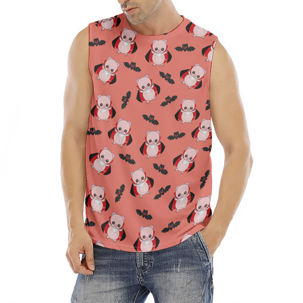 Dracula Pig Pattern Print Men's Fitness Tank Top