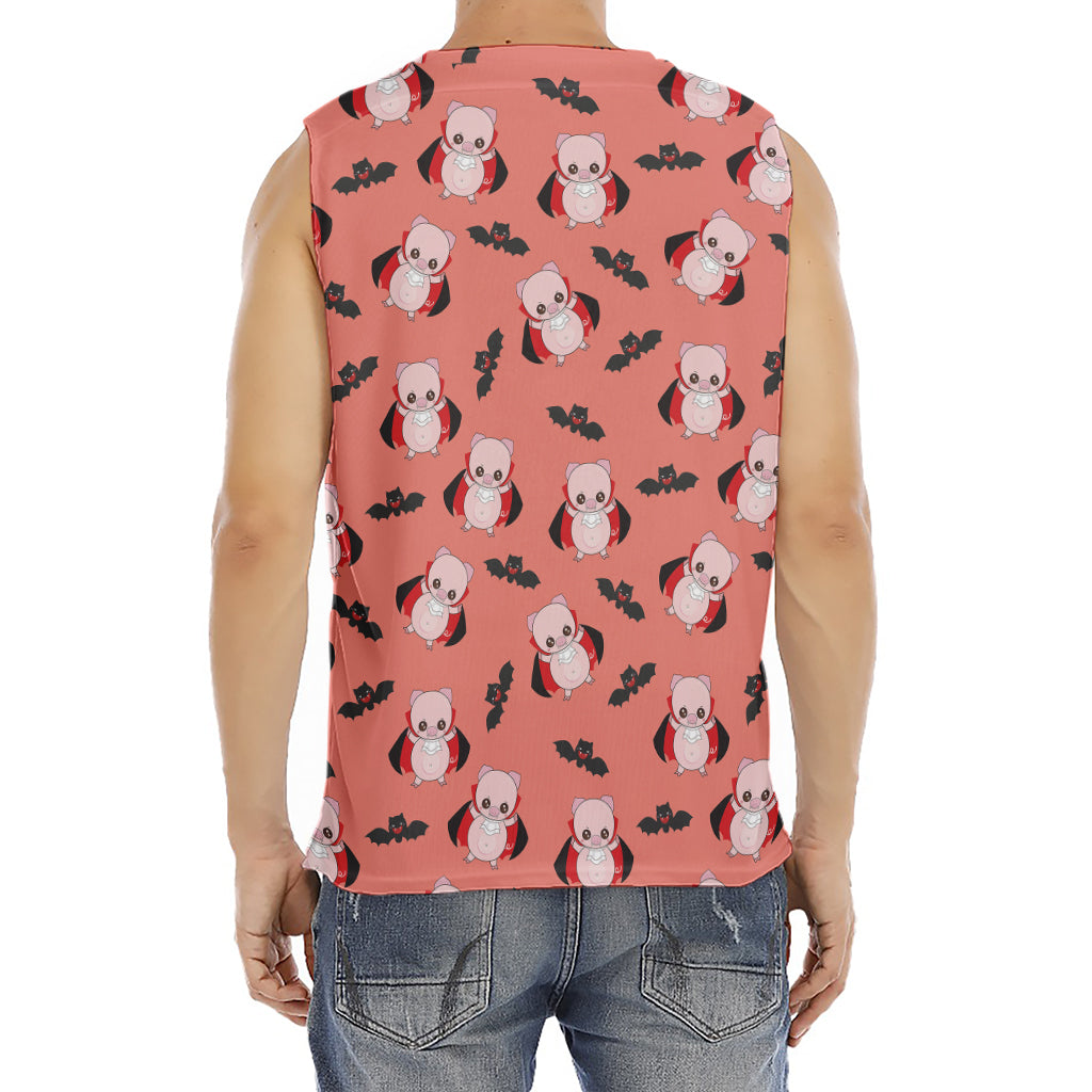 Dracula Pig Pattern Print Men's Fitness Tank Top