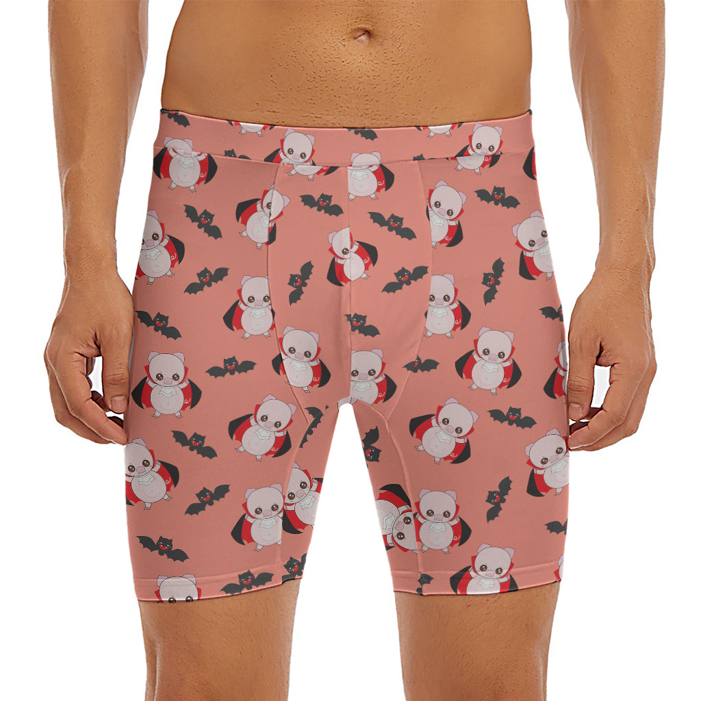 Dracula Pig Pattern Print Men's Long Boxer Briefs