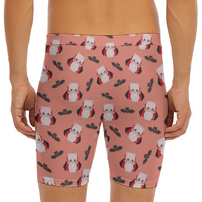 Dracula Pig Pattern Print Men's Long Boxer Briefs