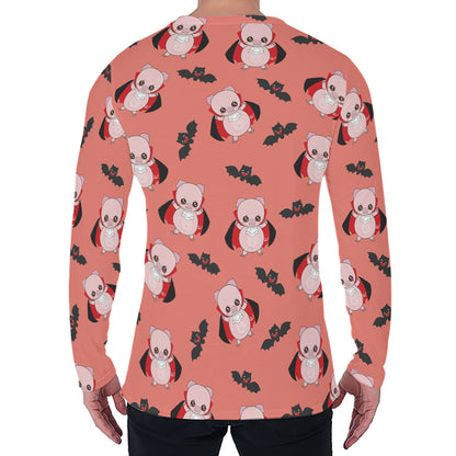 Dracula Pig Pattern Print Men's Long Sleeve T-Shirt