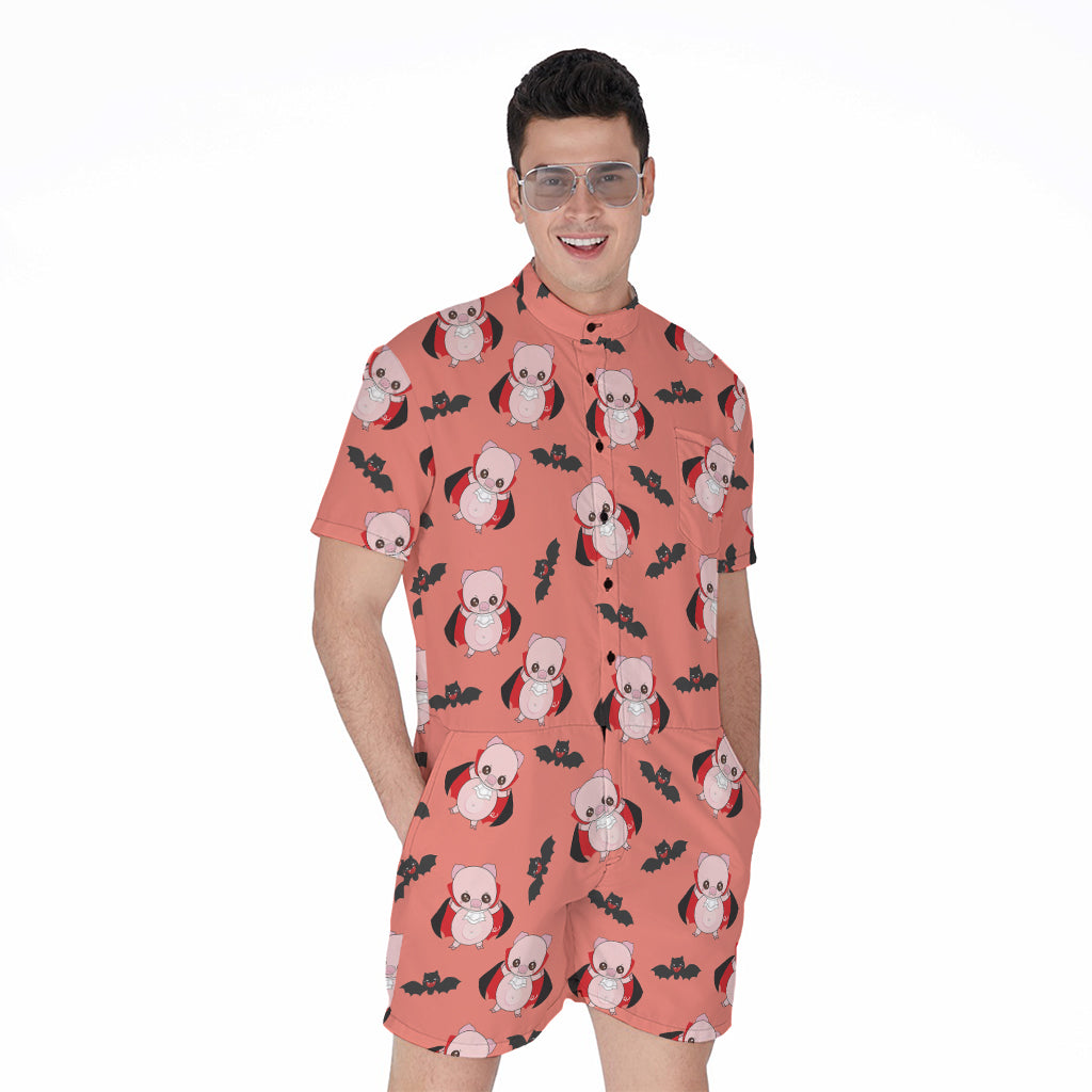 Dracula Pig Pattern Print Men's Rompers