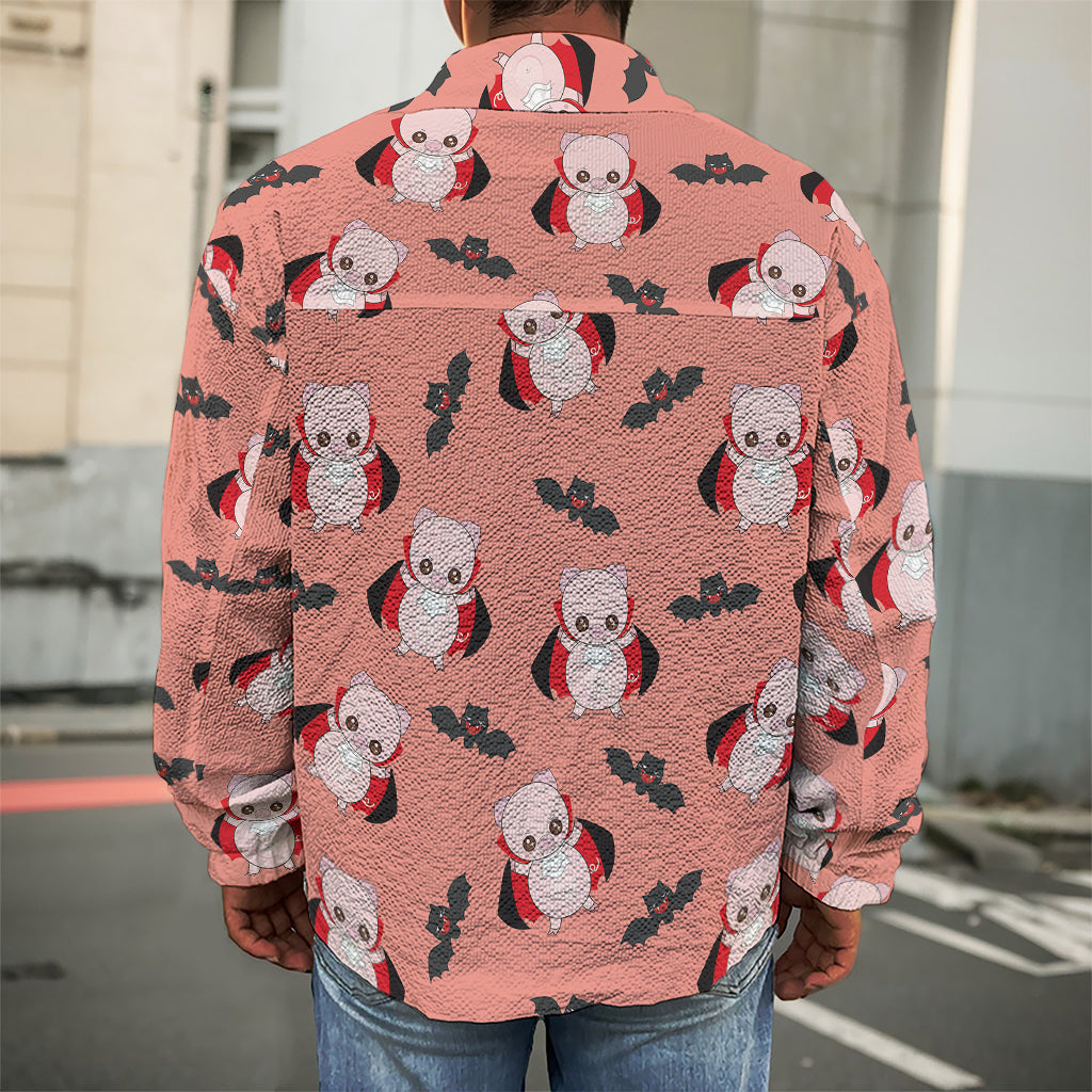 Dracula Pig Pattern Print Men's Shirt Jacket