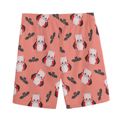 Dracula Pig Pattern Print Men's Sports Shorts