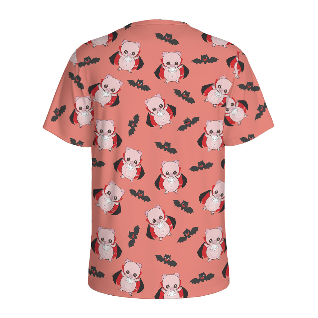 Dracula Pig Pattern Print Men's Sports T-Shirt