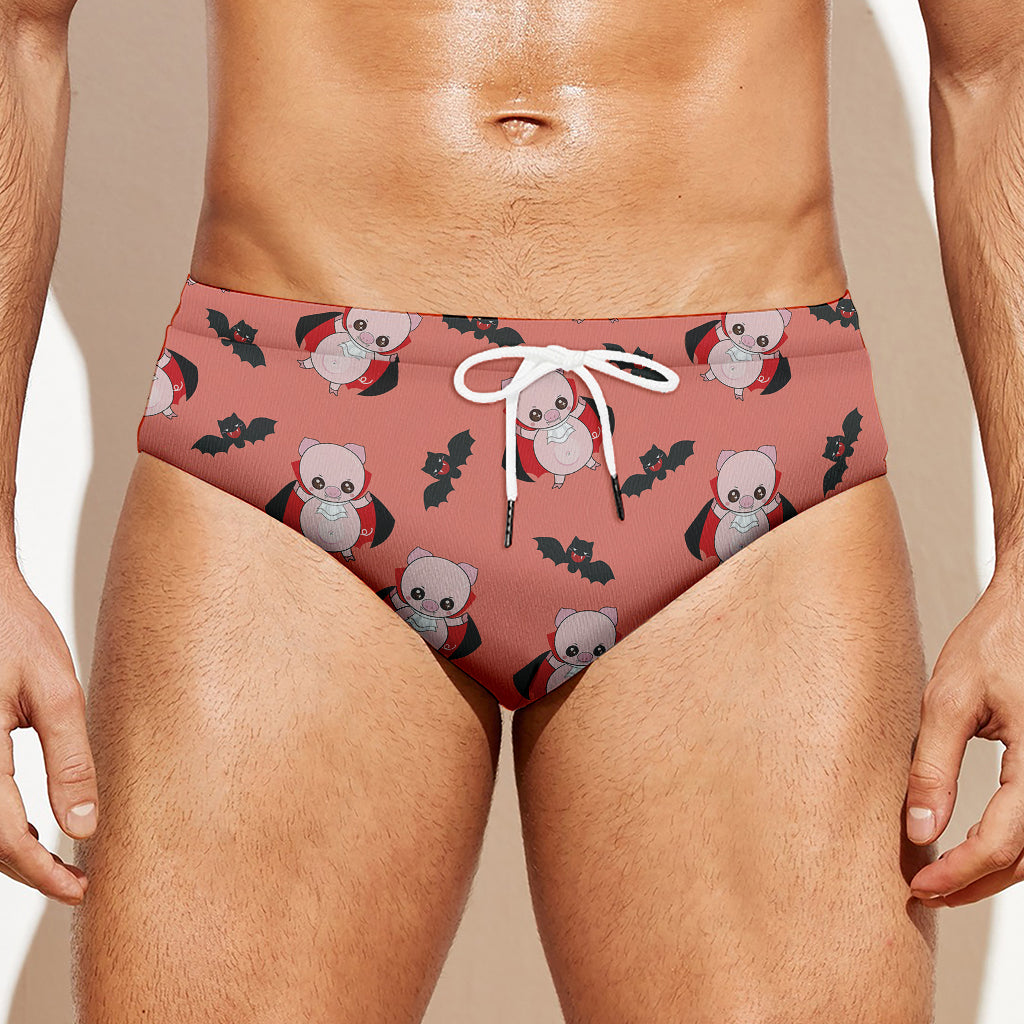 Dracula Pig Pattern Print Men's Swim Briefs