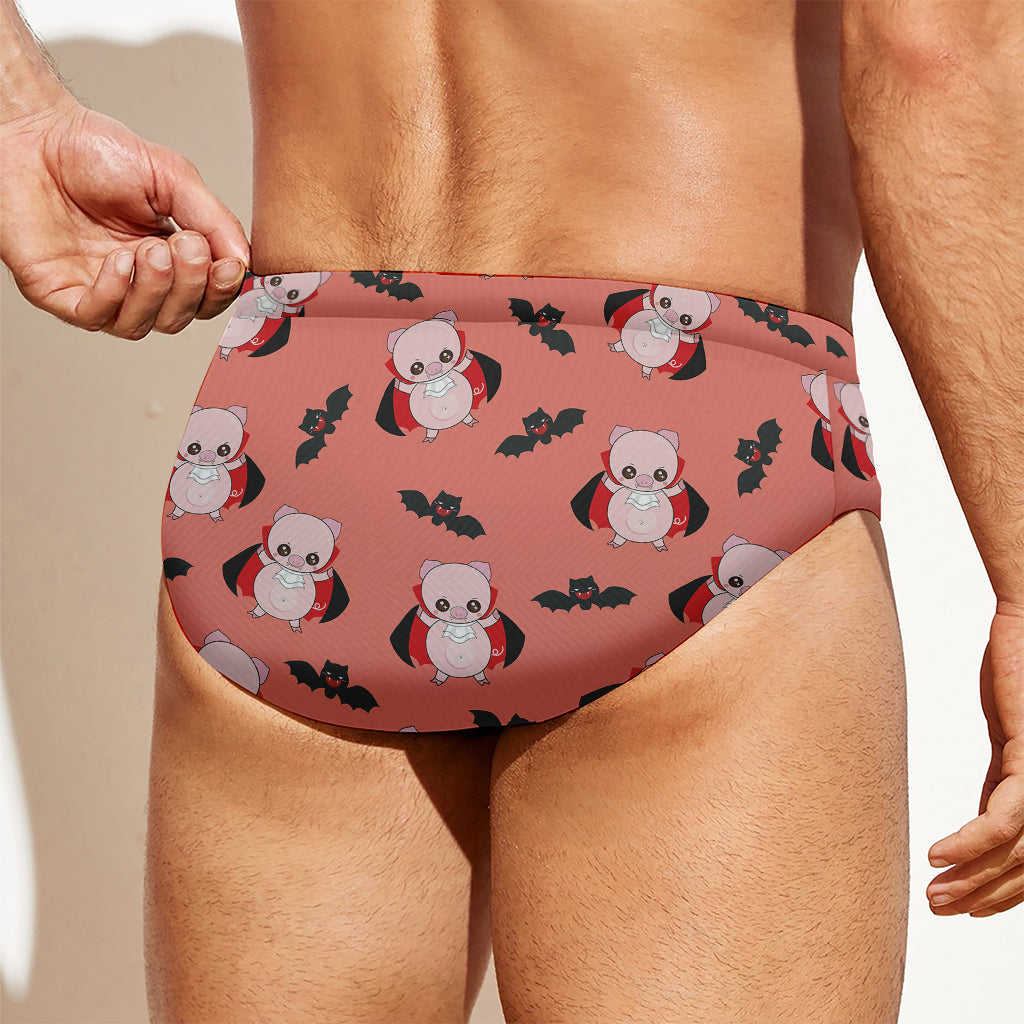 Dracula Pig Pattern Print Men's Swim Briefs