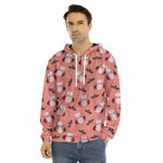 Dracula Pig Pattern Print Men's Velvet Pullover Hoodie