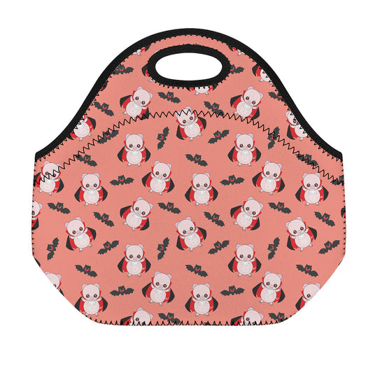 Dracula Pig Pattern Print Neoprene Lunch Bag