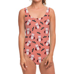 Dracula Pig Pattern Print One Piece Swimsuit