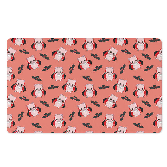 Dracula Pig Pattern Print Polyester Doormat