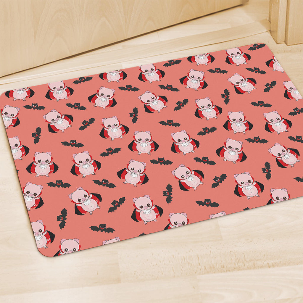 Dracula Pig Pattern Print Polyester Doormat