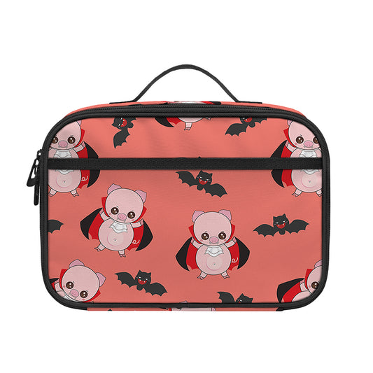 Dracula Pig Pattern Print Portable Lunch Bag