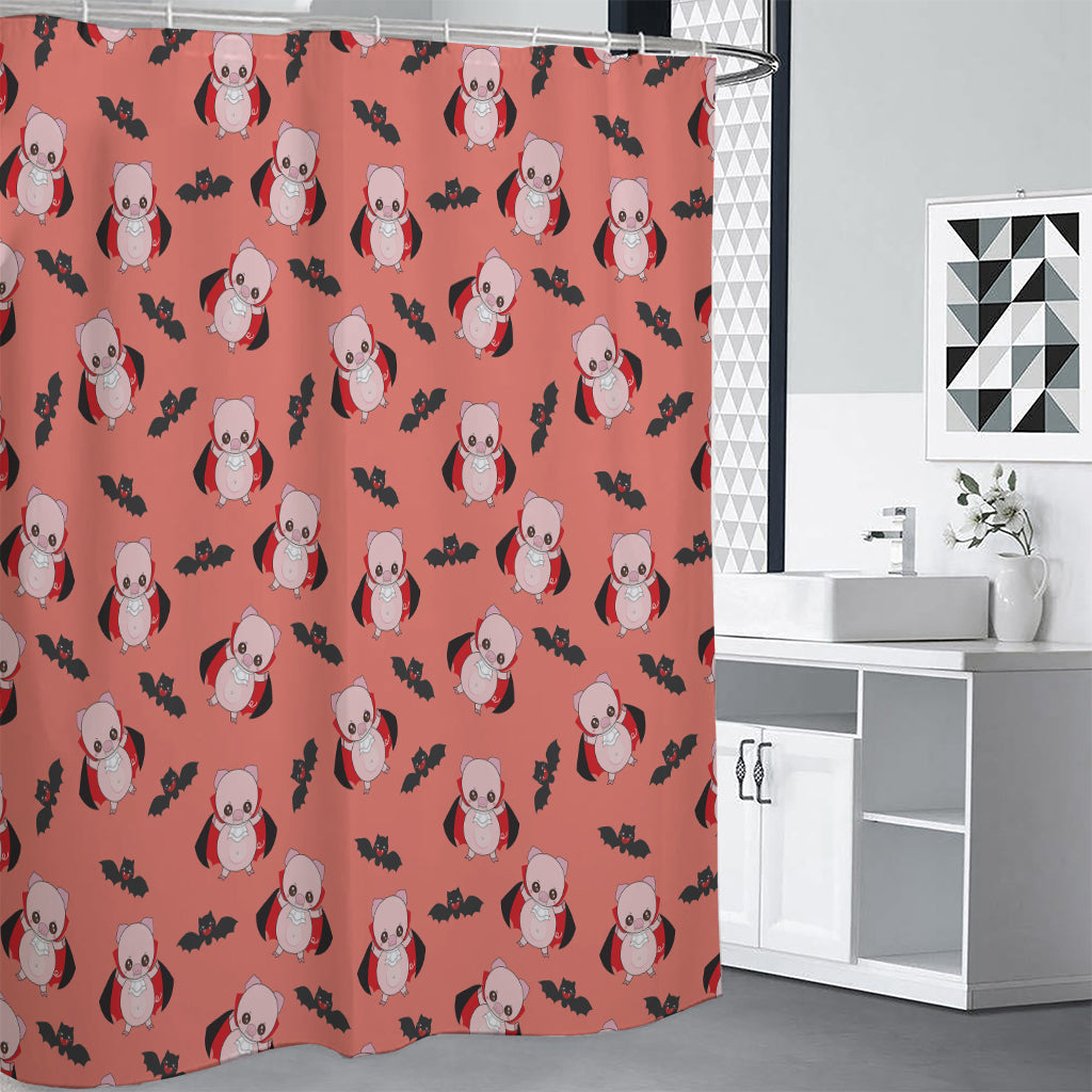 Dracula Pig Pattern Print Premium Shower Curtain