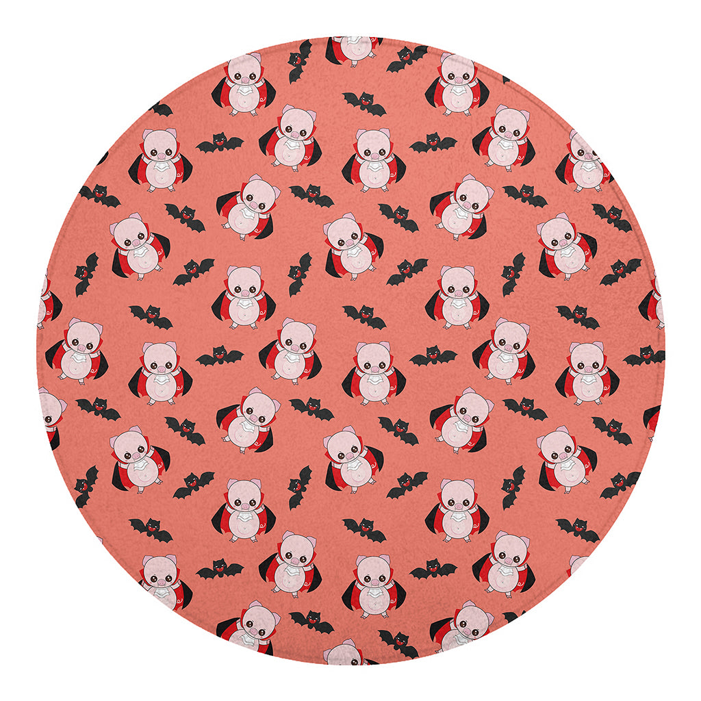 Dracula Pig Pattern Print Round Blanket