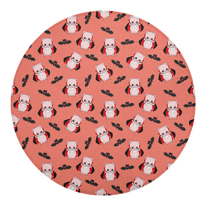 Dracula Pig Pattern Print Round Blanket