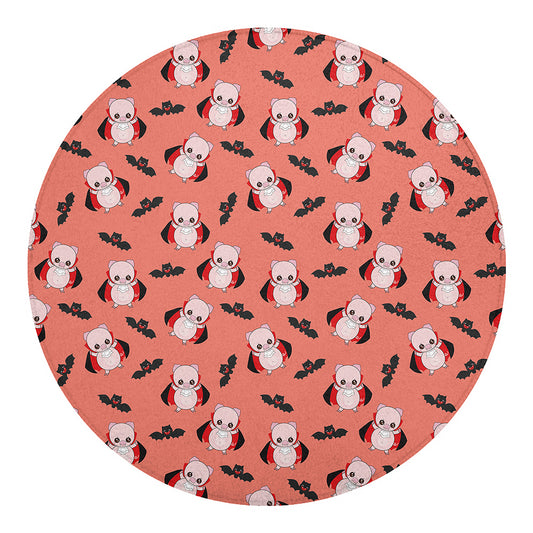 Dracula Pig Pattern Print Round Blanket
