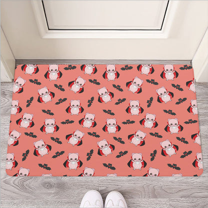 Dracula Pig Pattern Print Rubber Doormat