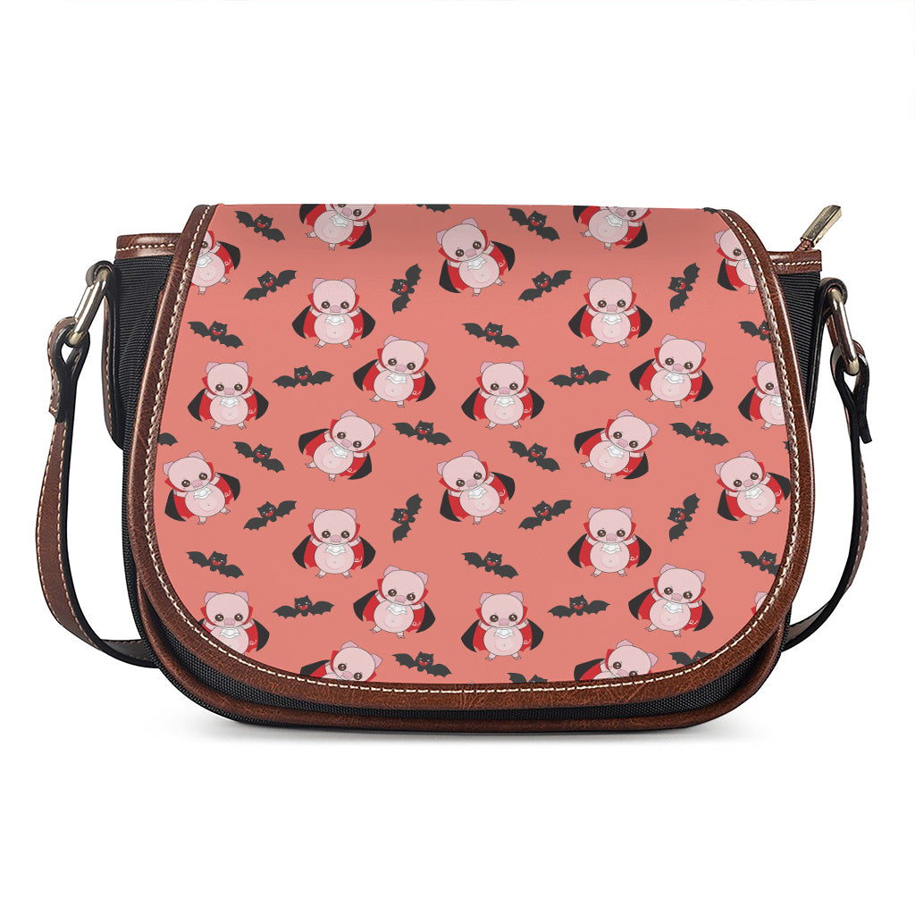 Dracula Pig Pattern Print Saddle Bag