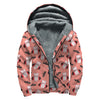 Dracula Pig Pattern Print Sherpa Lined Zip Up Hoodie