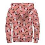 Dracula Pig Pattern Print Sherpa Lined Zip Up Hoodie