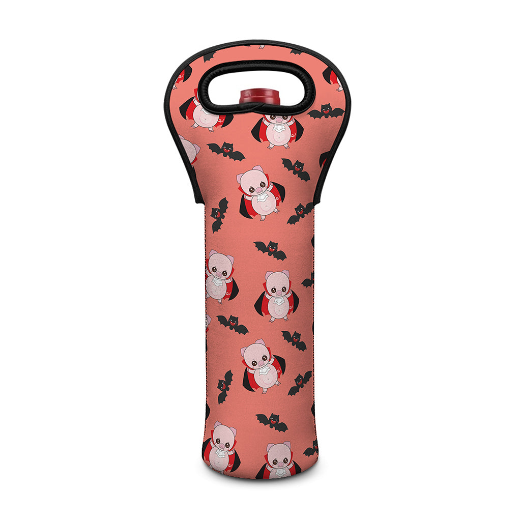Dracula Pig Pattern Print Single Neoprene Wine Tote