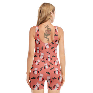 Dracula Pig Pattern Print Sleeveless One Piece Swimsuit