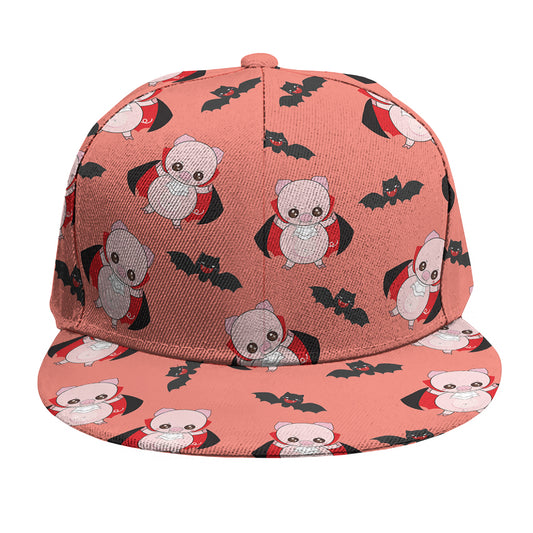 Dracula Pig Pattern Print Snapback Cap