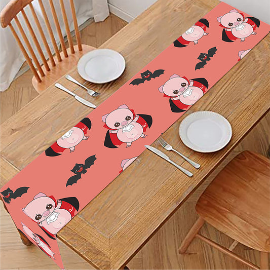 Dracula Pig Pattern Print Table Runner