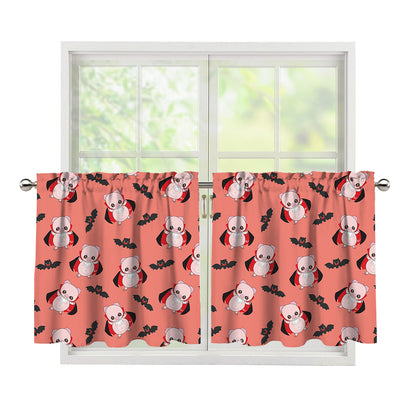 Dracula Pig Pattern Print Tier Curtains