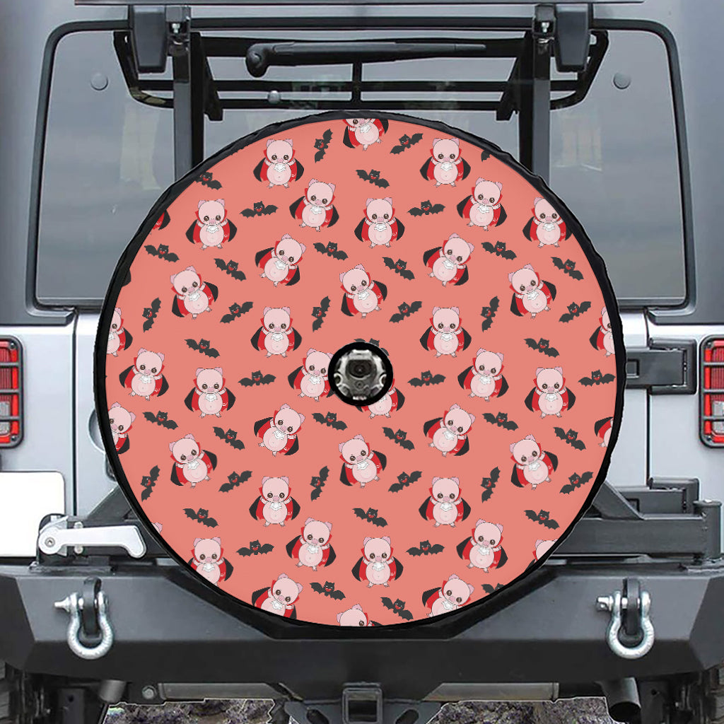 Dracula Pig Pattern Print Tire Cover With Camera Hole