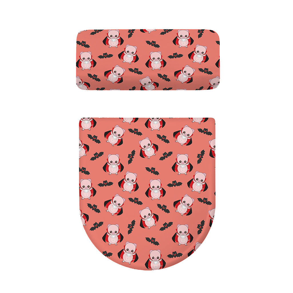 Dracula Pig Pattern Print Toilet Lid And Tank Cover Set
