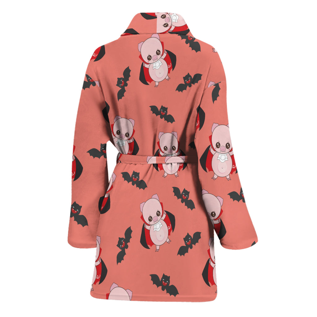 Dracula Pig Pattern Print Women's Bathrobe