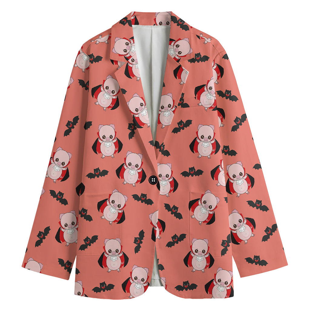 Dracula Pig Pattern Print Women's Blazer