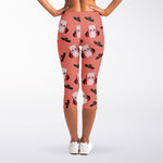 Dracula Pig Pattern Print Women's Capri Leggings
