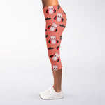 Dracula Pig Pattern Print Women's Capri Leggings