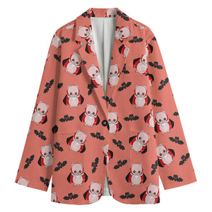 Dracula Pig Pattern Print Women's Cotton Blazer