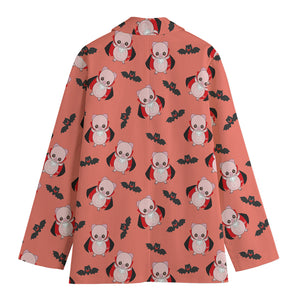 Dracula Pig Pattern Print Women's Cotton Blazer