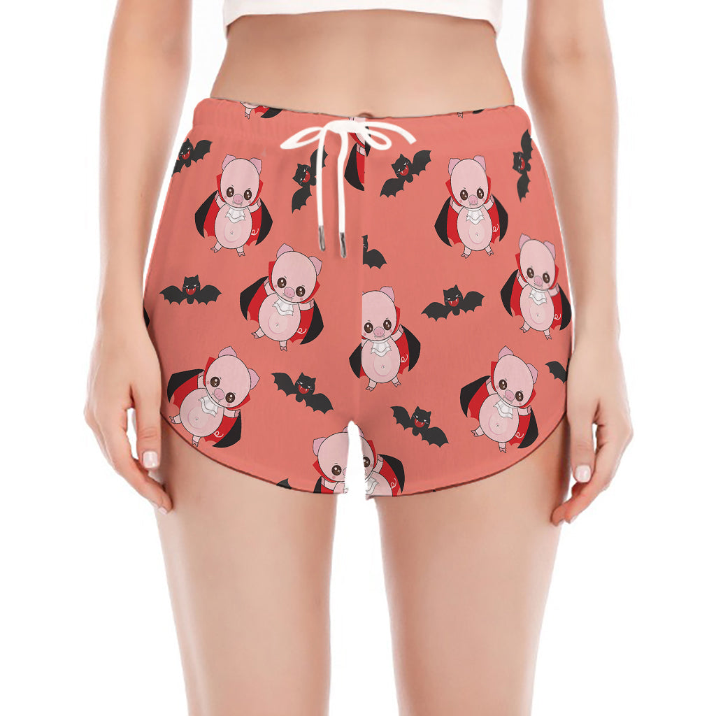 Dracula Pig Pattern Print Women's Split Running Shorts