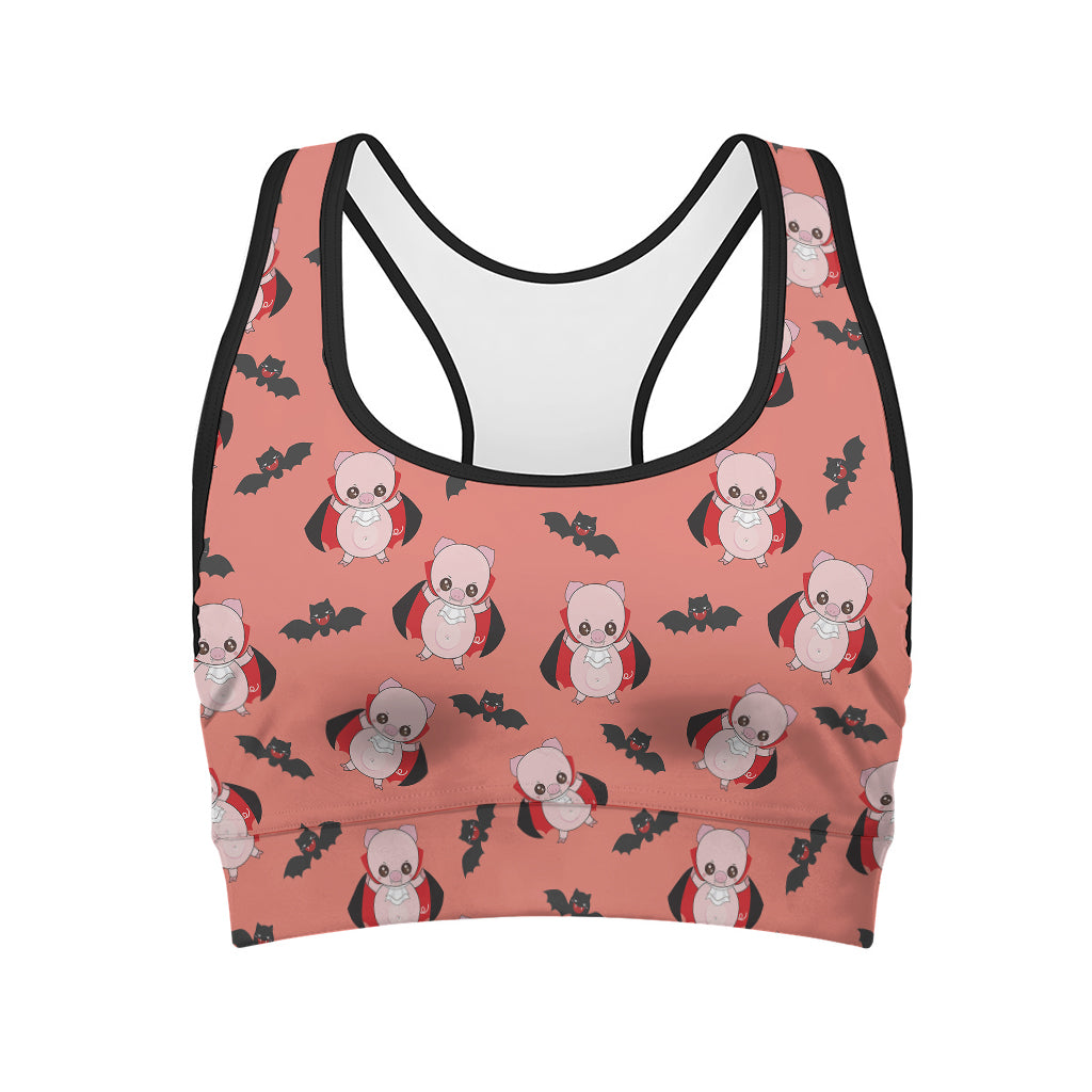 Dracula Pig Pattern Print Women's Sports Bra