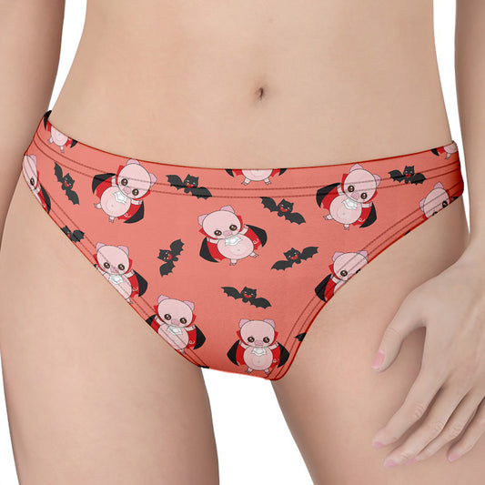 Dracula Pig Pattern Print Women's Thong