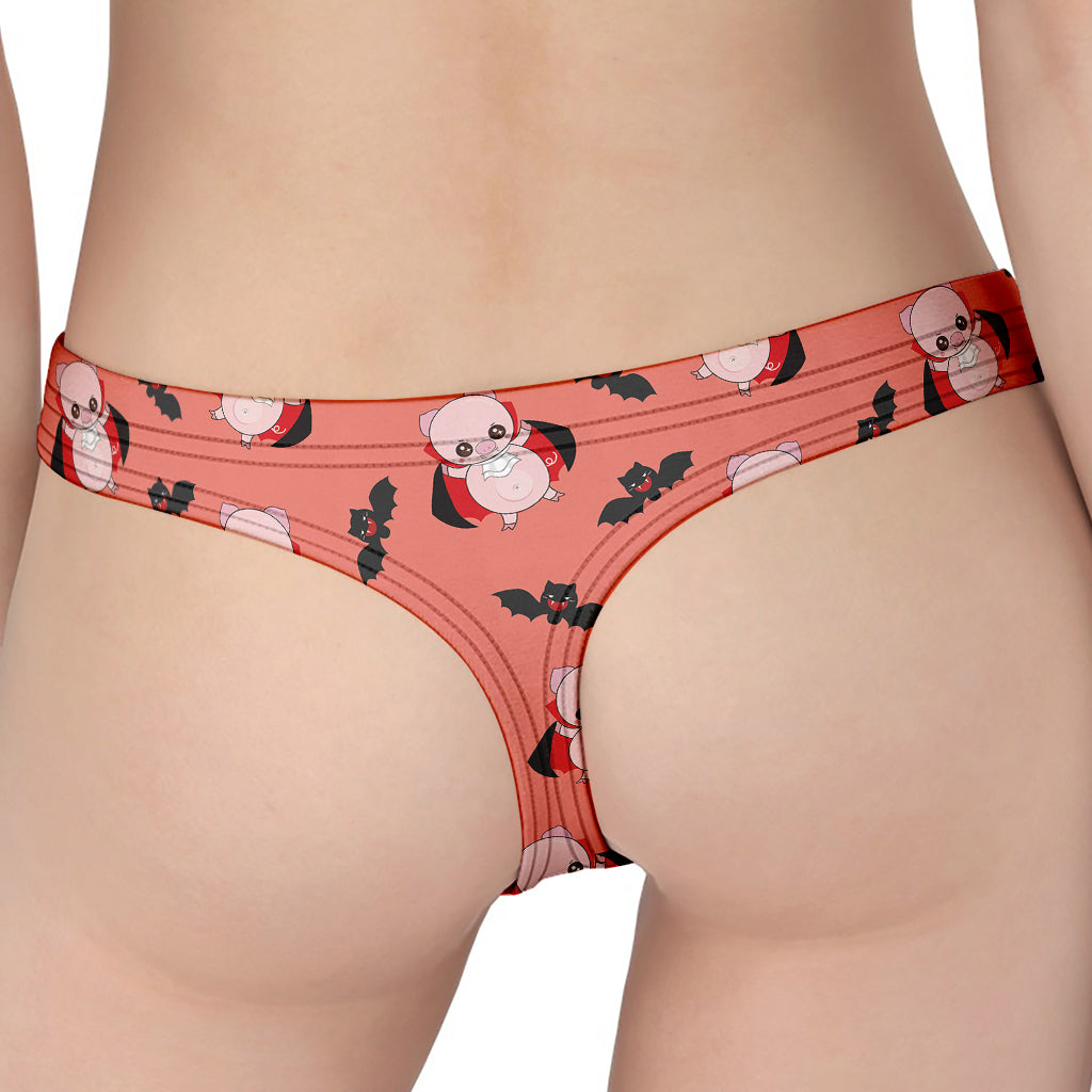 Dracula Pig Pattern Print Women's Thong