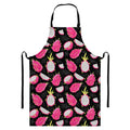 Dragon Fruit Pattern Print Bib Apron With Pocket
