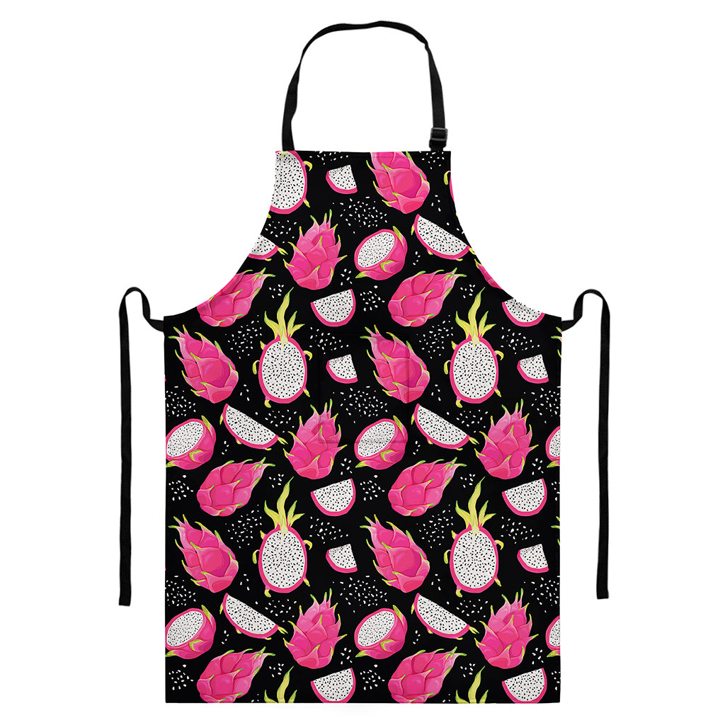 Dragon Fruit Pattern Print Bib Apron With Pocket
