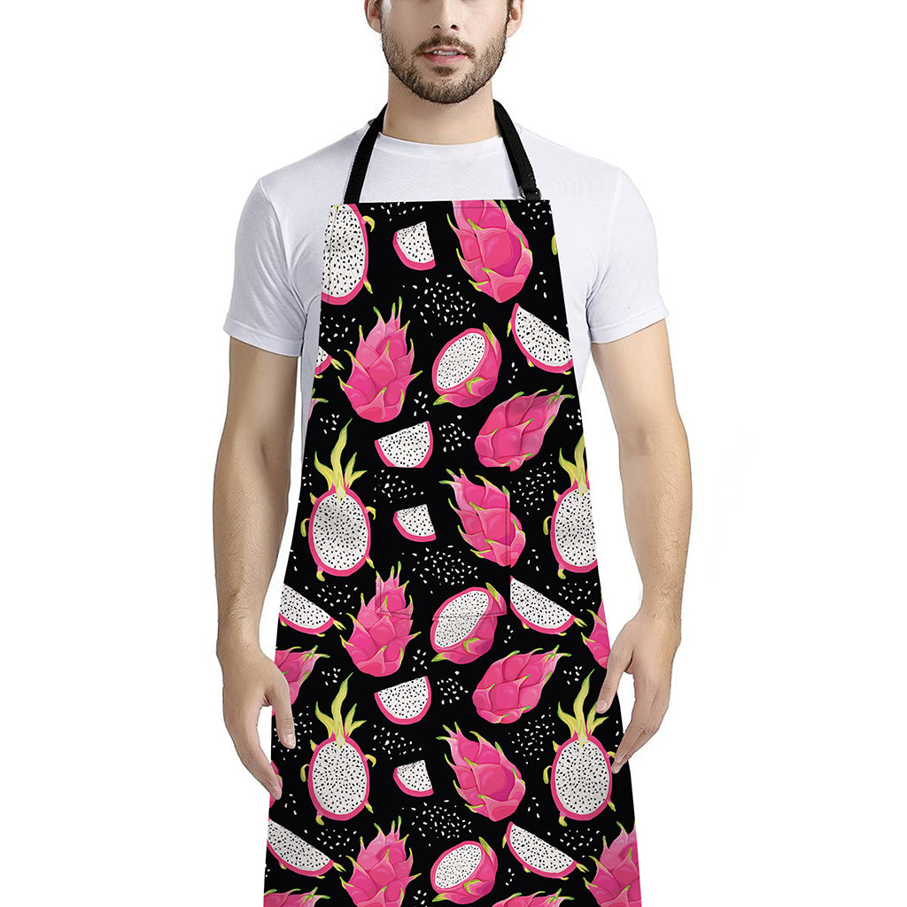 Dragon Fruit Pattern Print Bib Apron With Pocket