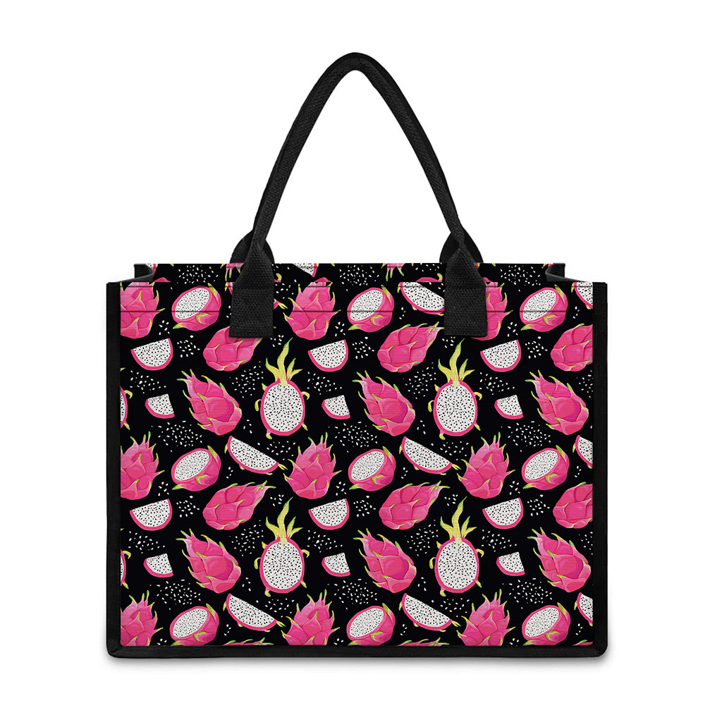 Dragon Fruit Pattern Print Canvas Tote Bag