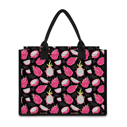 Dragon Fruit Pattern Print Canvas Tote Bag