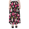 Dragon Fruit Pattern Print Chiffon Maxi Skirt