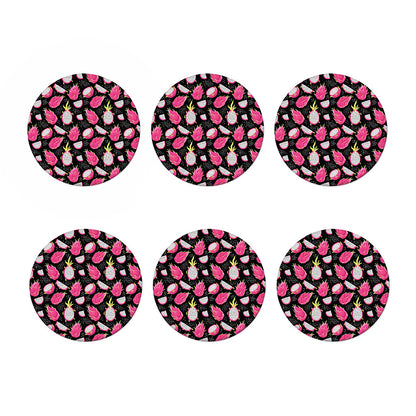 Dragon Fruit Pattern Print Coaster Set