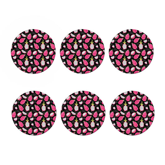 Dragon Fruit Pattern Print Coaster Set